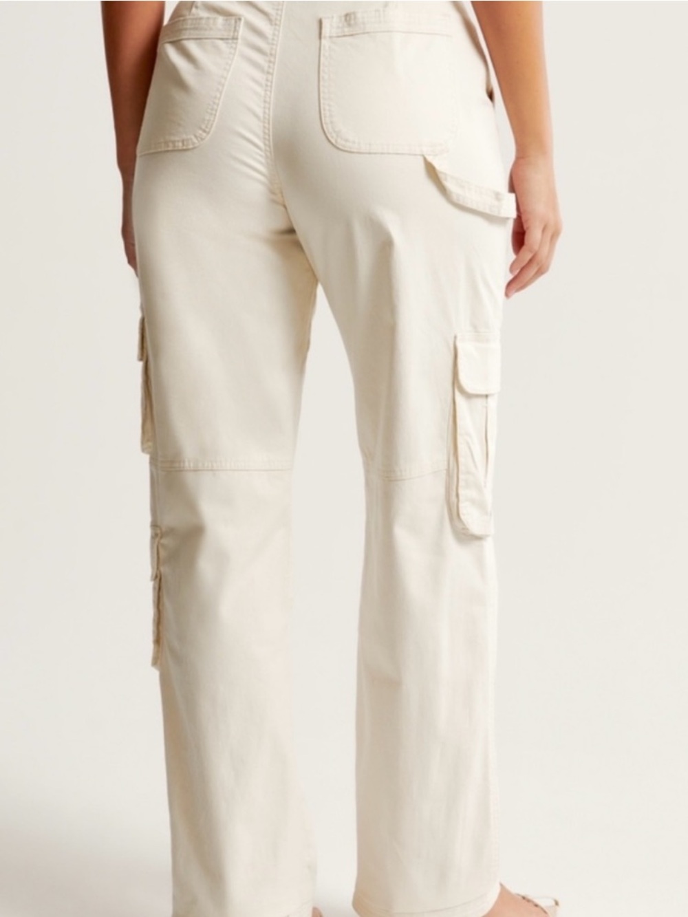 Abercrombie & Fitch Women's Cream Cargo Pant - Picture 2 of 3